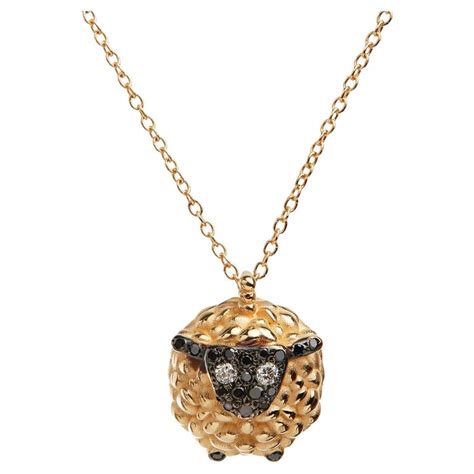 Vivienne Sheep Pendant, Yellow Gold, White Gold, Grey